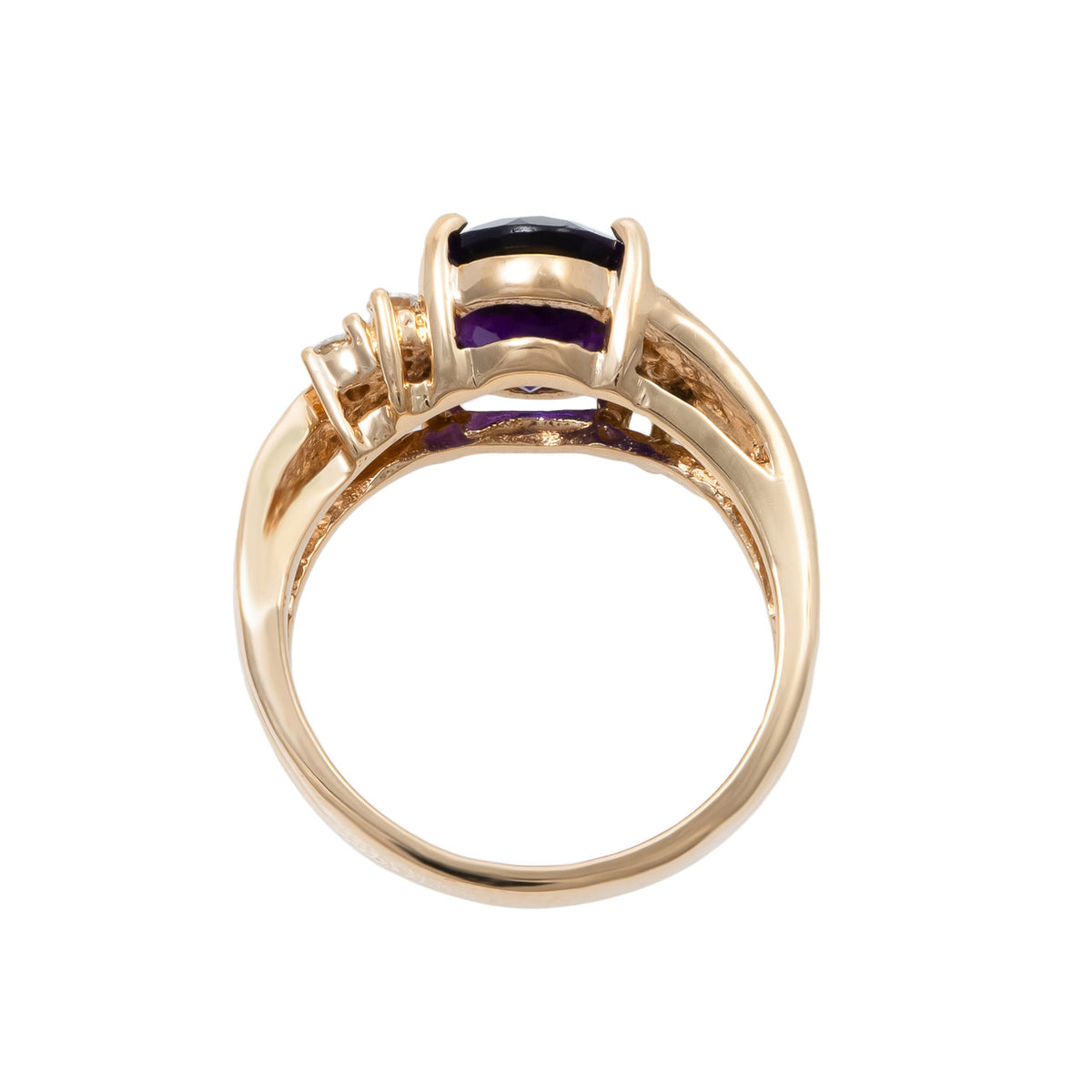 2.00 Carat Amethyst Diamond 14k Yellow Gold Ring – image 5