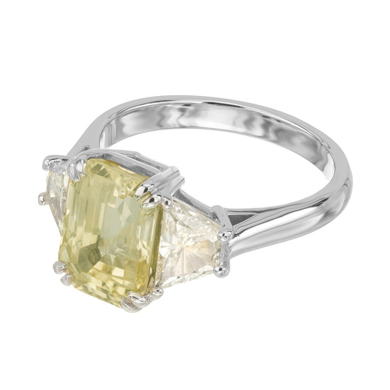 Peter Suchy GIA Certified 4.80 carats Sapphire Diamond Platinum Three Stone Ring – image 2