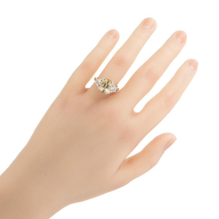 Peter Suchy GIA Certified 4.80 carats Sapphire Diamond Platinum Three Stone Ring – image 7