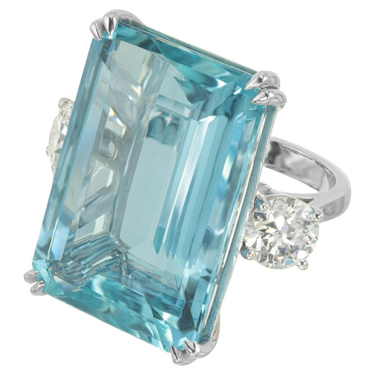 Peter Suchy 41.28 Carat Aquamarine Diamond Cocktail Platinum Ring