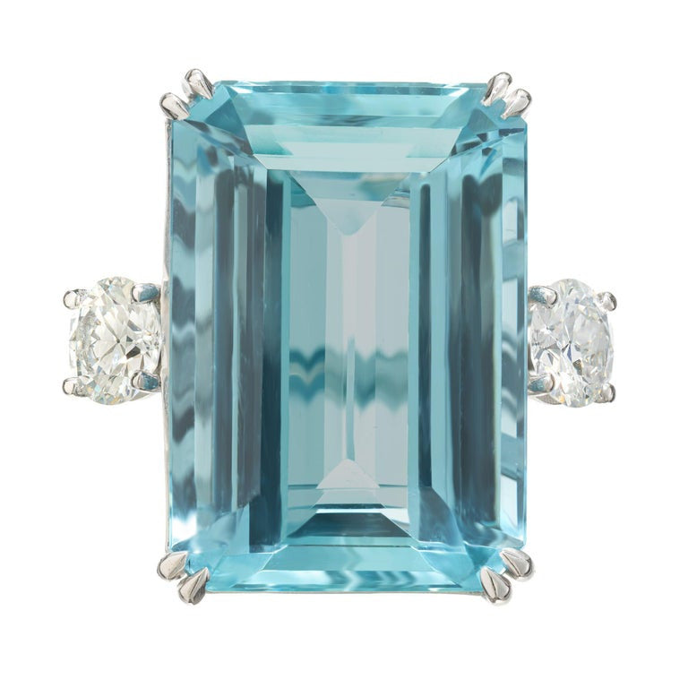 Peter Suchy 41.28 Carat Aquamarine Diamond Cocktail Platinum Ring – image 2