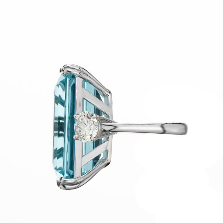 Peter Suchy 41.28 Carat Aquamarine Diamond Cocktail Platinum Ring – image 3