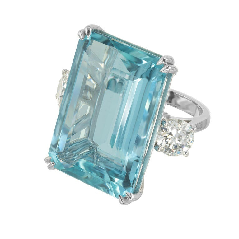 Peter Suchy 41.28 Carat Aquamarine Diamond Cocktail Platinum Ring – image 4