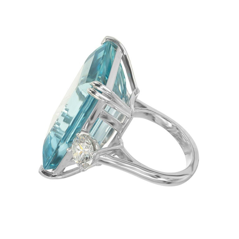 Peter Suchy 41.28 Carat Aquamarine Diamond Cocktail Platinum Ring – image 5