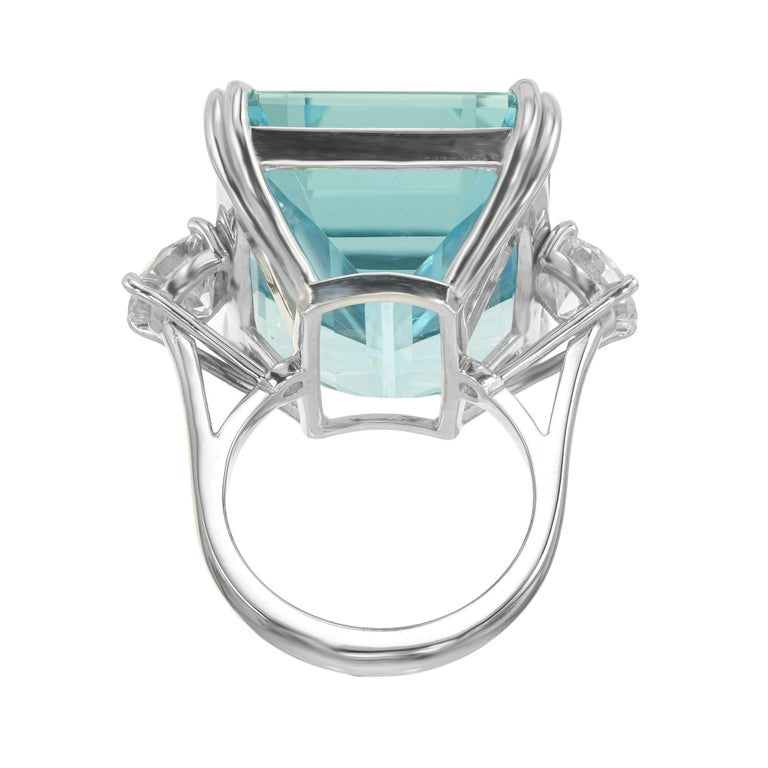 Peter Suchy 41.28 Carat Aquamarine Diamond Cocktail Platinum Ring – image 8
