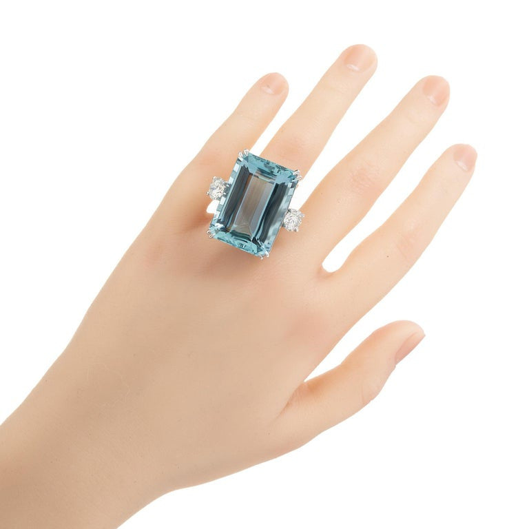 Peter Suchy 41.28 Carat Aquamarine Diamond Cocktail Platinum Ring – image 10