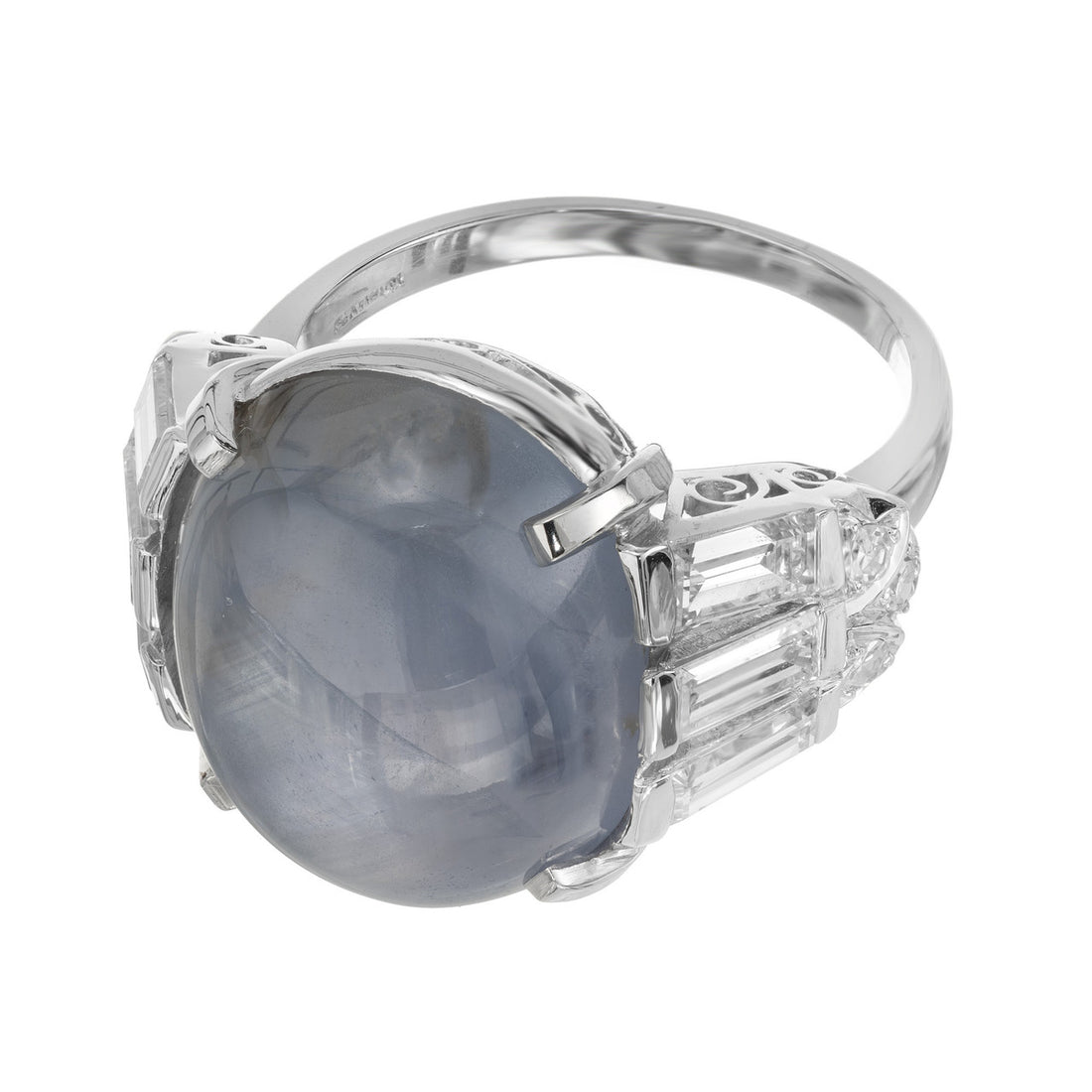 GIA Certified 23.19 Carat Oval Star Sapphire Diamond Platinum Ring – image 4