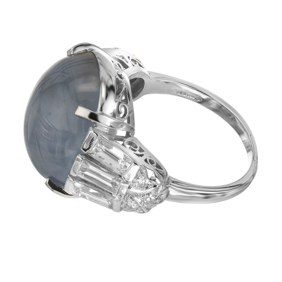 GIA Certified 23.19 Carat Oval Star Sapphire Diamond Platinum Ring – image 5