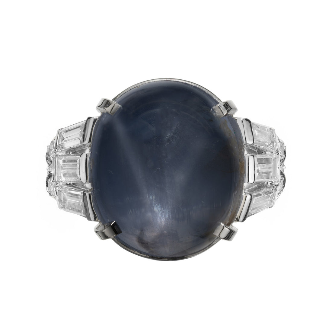 GIA Certified 23.19 Carat Oval Star Sapphire Diamond Platinum Ring – image 7