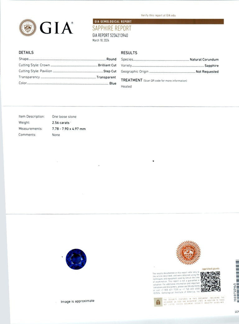 Peter Suchy GIA Certified 2.56 Carat Sapphire Diamond White Gold Ring – image 3
