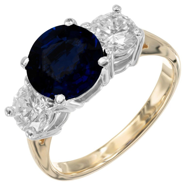 Peter Suchy GIA 2.02 Carat Sapphire Diamond Two Tone Gold Engagement Ring