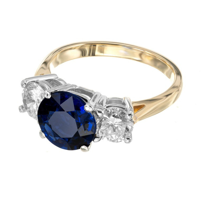 Peter Suchy GIA 2.02 Carat Sapphire Diamond Two Tone Gold Engagement Ring – image 4