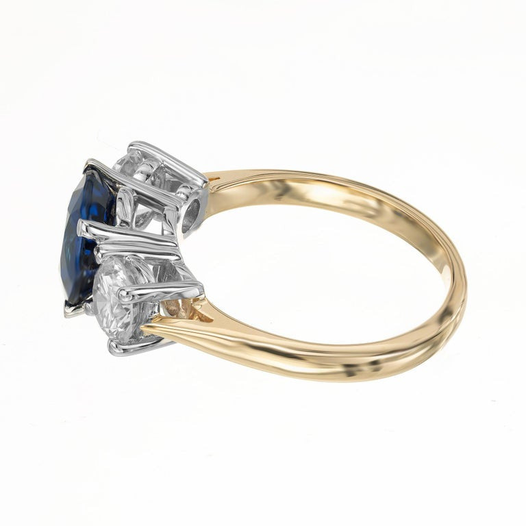 Peter Suchy GIA 2.02 Carat Sapphire Diamond Two Tone Gold Engagement Ring – image 5