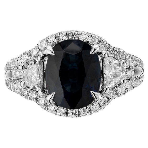 Peter Suchy GIA Certified 3.50 Carat Sapphire Diamond Platinum Halo Ring