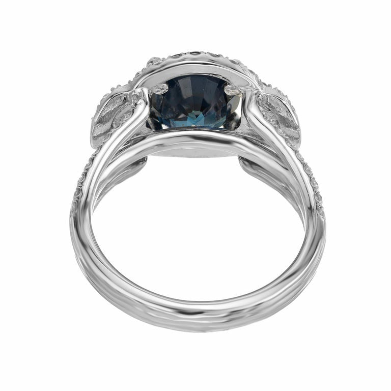 Peter Suchy GIA Certified 3.50 Carat Sapphire Diamond Platinum Halo Ring – image 6