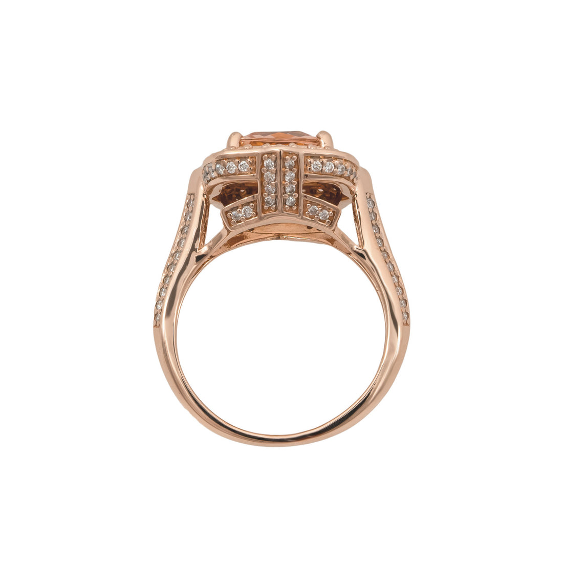 2.13 Carat Cushion Cut Morganite Diamond Rose Gold Halo Ring – image 5