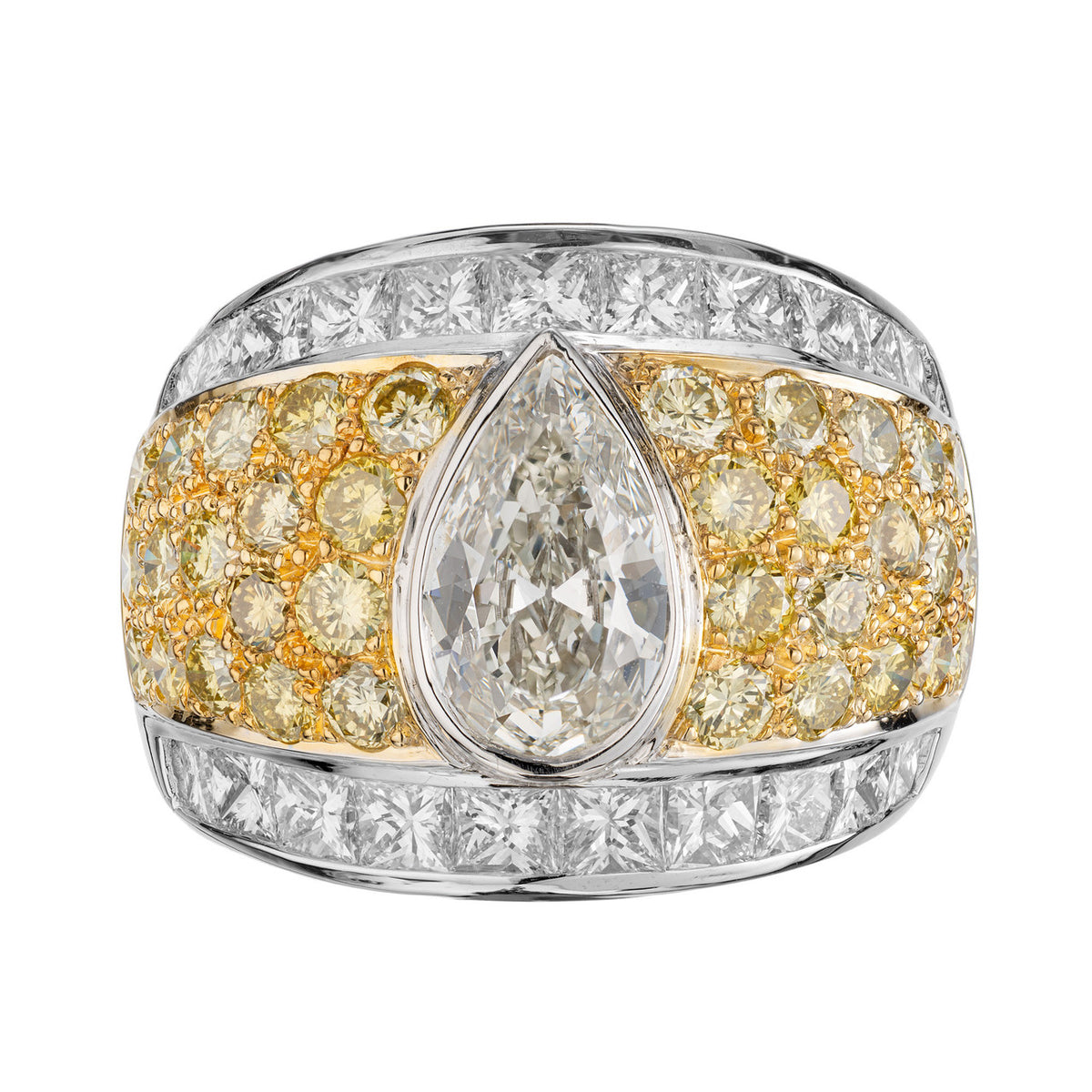 GIA Certified 1.34 Carat Diamond Platinum Gold Cluster Cocktail Ring