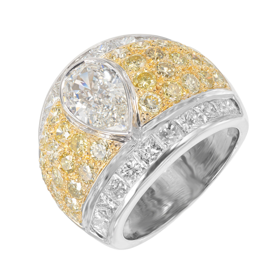 GIA Certified 1.34 Carat Diamond Platinum Gold Cluster Cocktail Ring – image 2