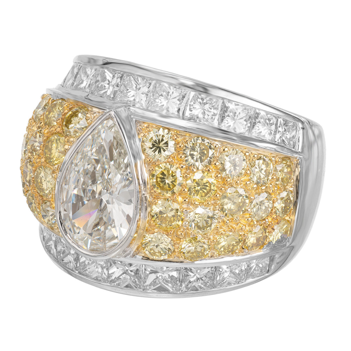 GIA Certified 1.34 Carat Diamond Platinum Gold Cluster Cocktail Ring – image 5