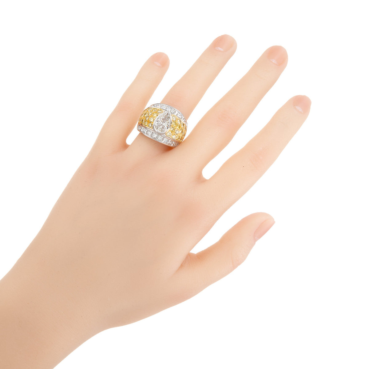 GIA Certified 1.34 Carat Diamond Platinum Gold Cluster Cocktail Ring – image 6