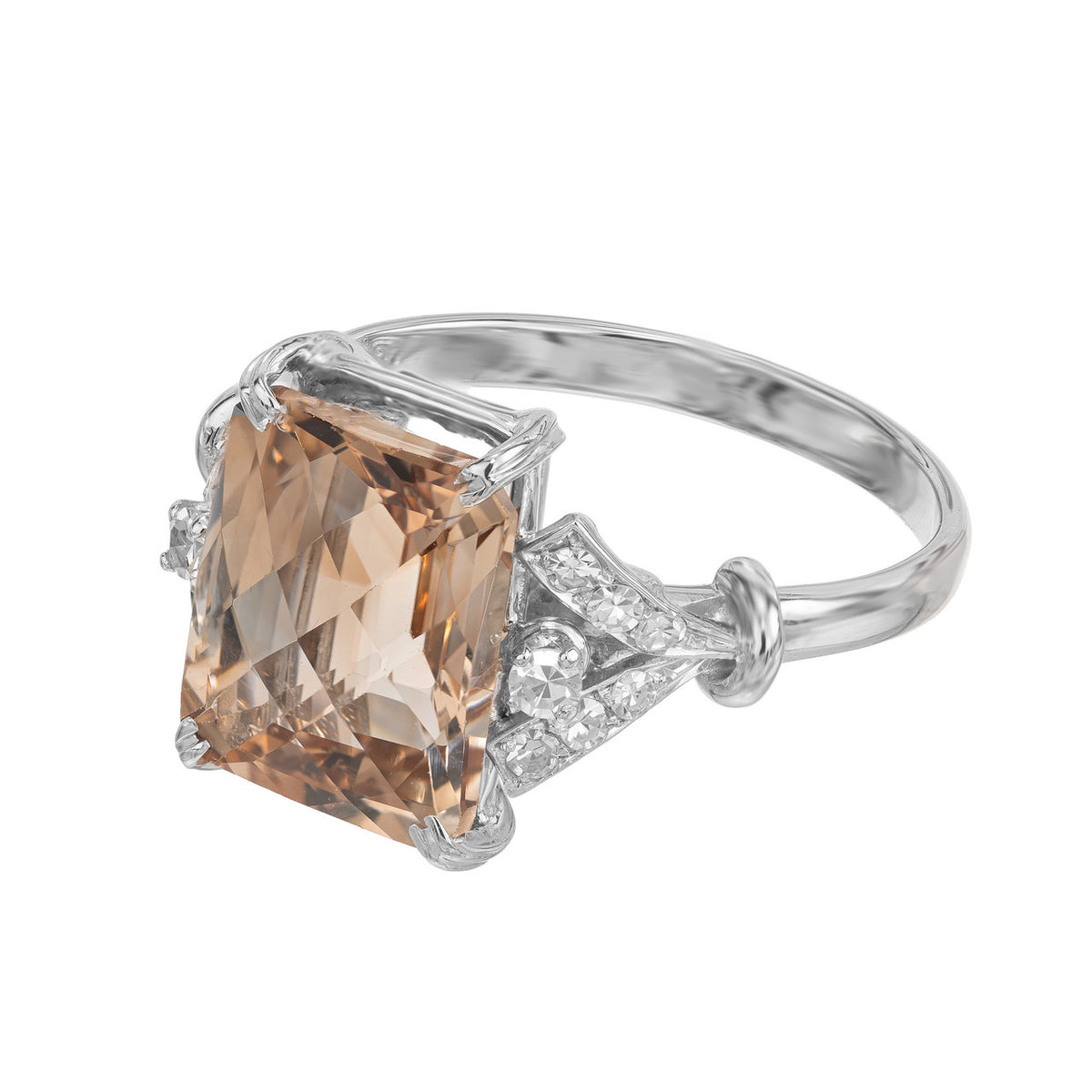 GIA Certified 6.08 Carat Topaz Diamond White Gold Ring – image 4