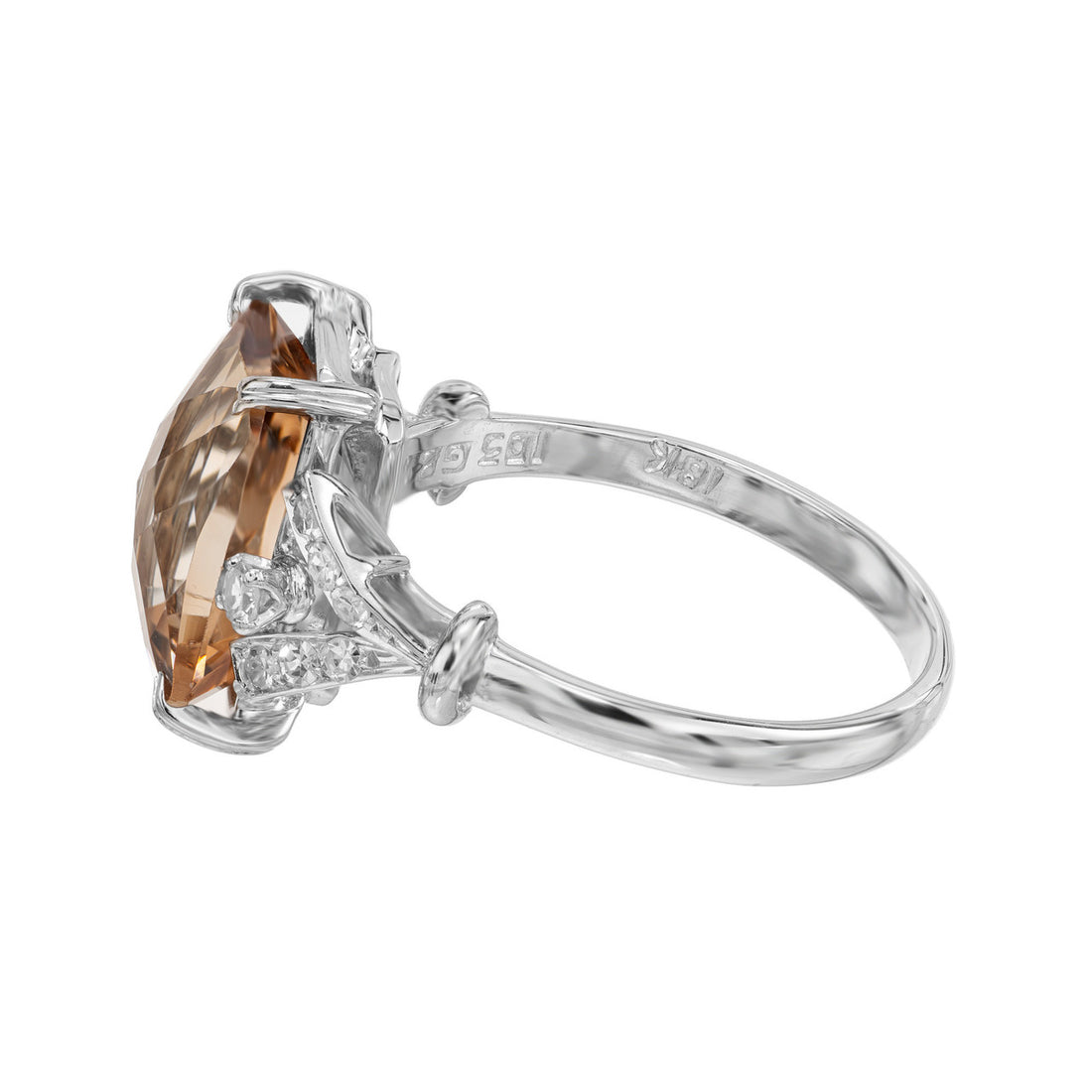 GIA Certified 6.08 Carat Topaz Diamond White Gold Ring – image 7
