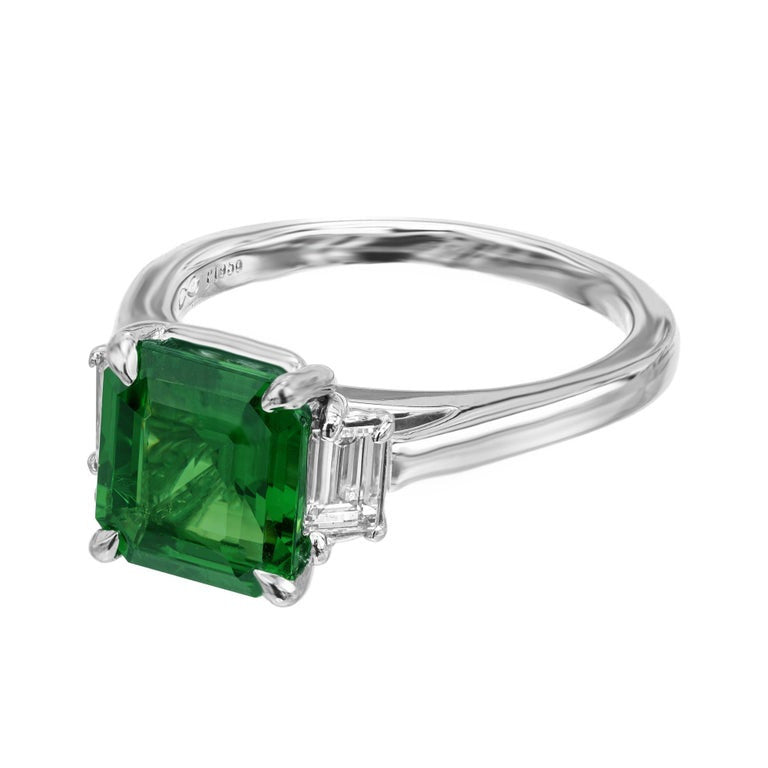 Peter Suchy GIA 2.59 Carat Octagonal Tsavorite Garnet Diamond Engagement Ring – image 4