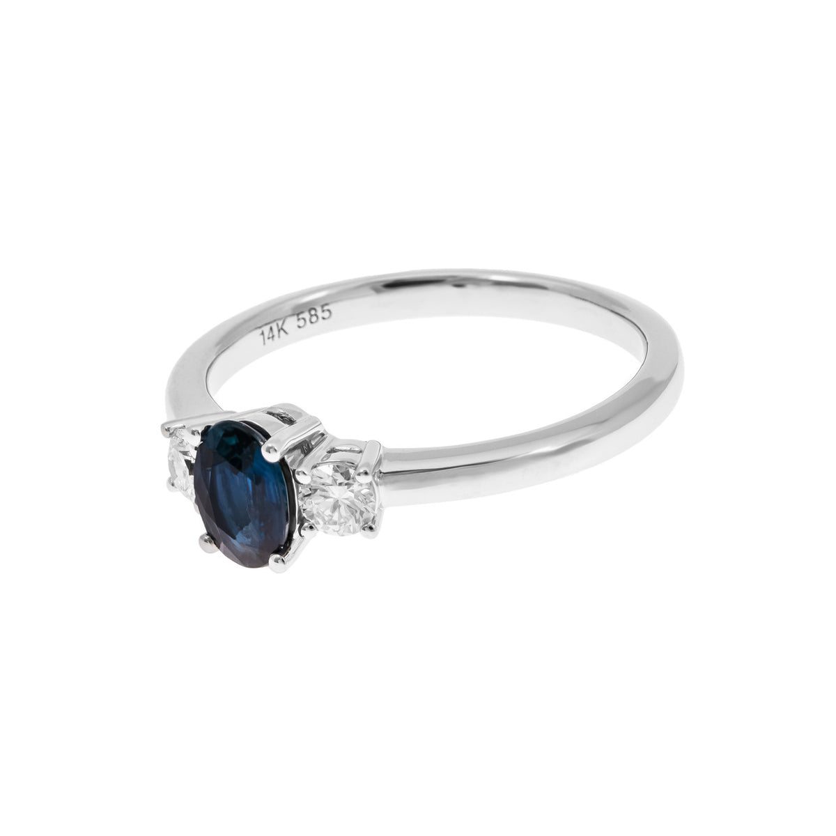 Peter Suchy .53 Carat Sapphire Diamond White Gold Three Stone Ring – image 2