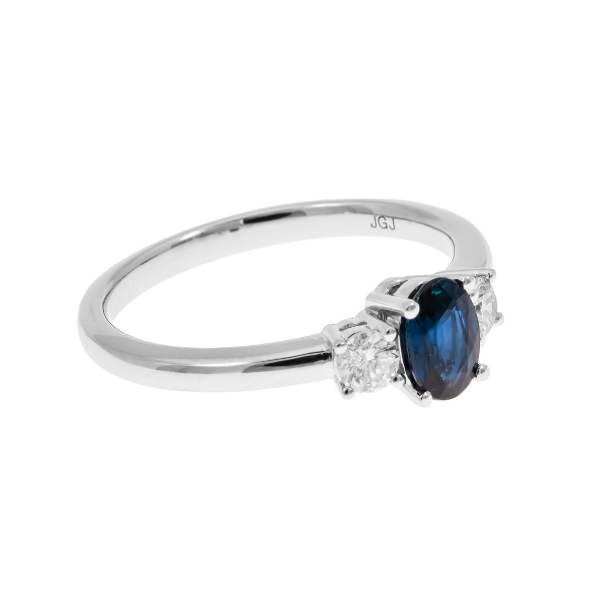 Peter Suchy .53 Carat Sapphire Diamond White Gold Three Stone Ring – image 3