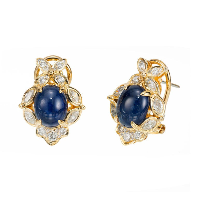 GIA Certified 5.50 Carat Sapphire Diamond Halo Yellow Gold Earrings – image 2