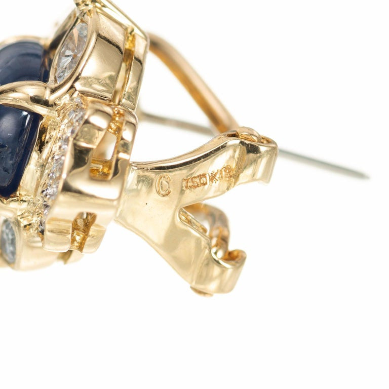 GIA Certified 5.50 Carat Sapphire Diamond Halo Yellow Gold Earrings – image 5