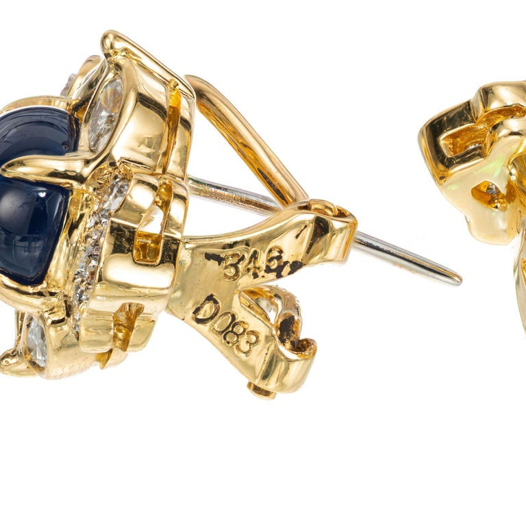 GIA Certified 5.50 Carat Sapphire Diamond Halo Yellow Gold Earrings – image 6