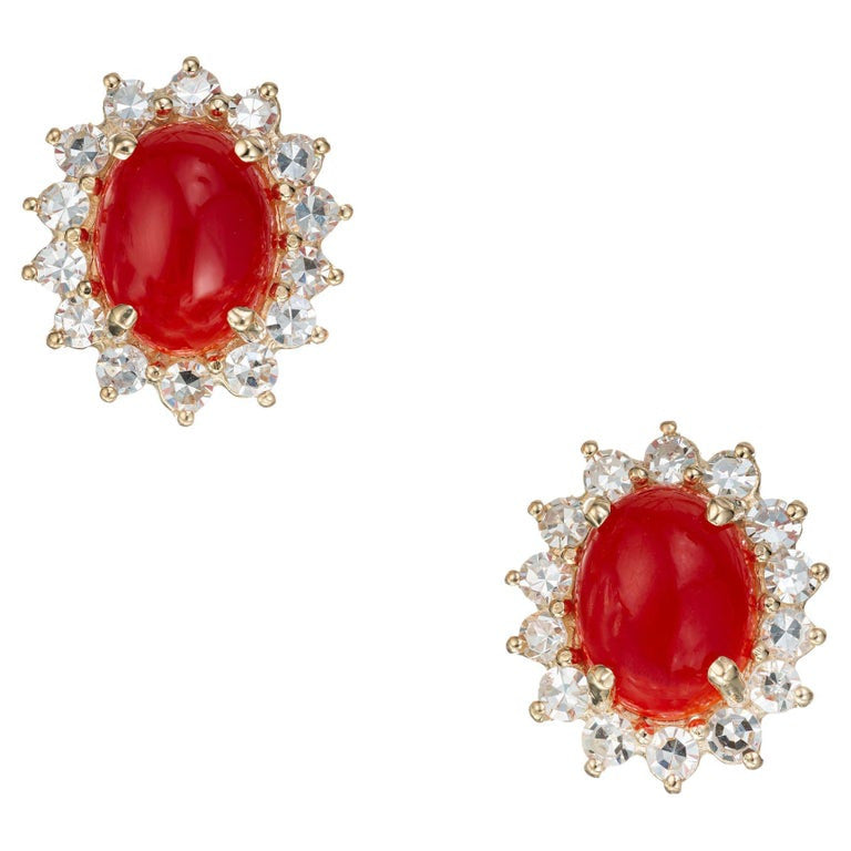 GIA Certified 3.25 Carat Coral Diamond Yellow Gold Earrings