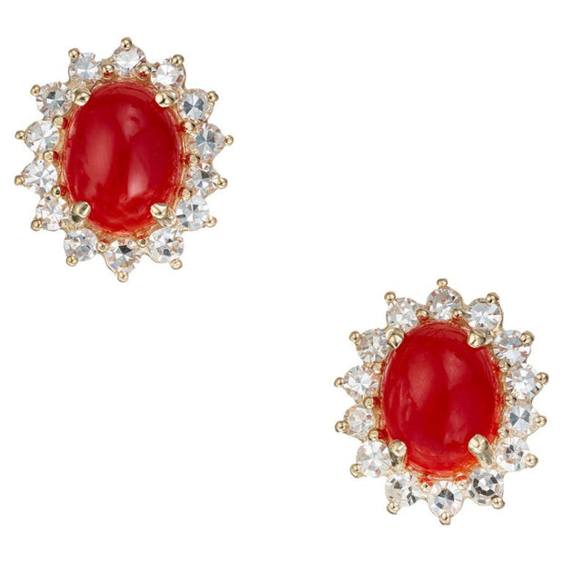 GIA Certified 3.25 Carat Coral Diamond Yellow Gold Earrings