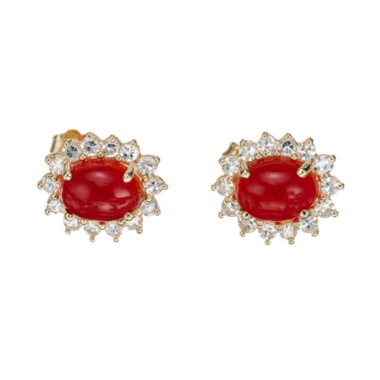 GIA Certified 3.25 Carat Coral Diamond Yellow Gold Earrings – image 2