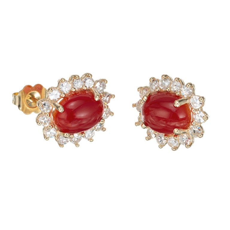 GIA Certified 3.25 Carat Coral Diamond Yellow Gold Earrings – image 3