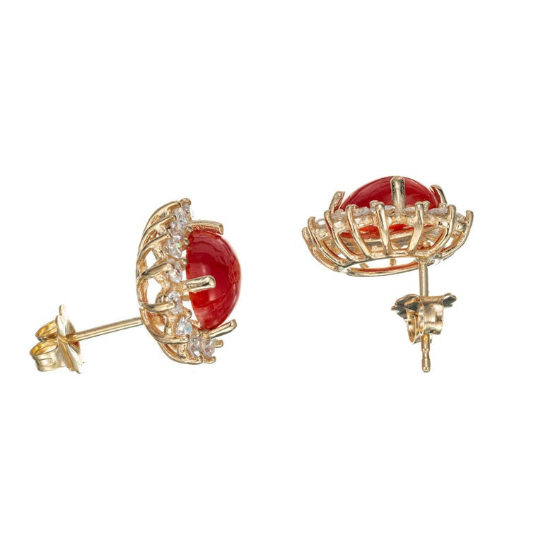 GIA Certified 3.25 Carat Coral Diamond Yellow Gold Earrings – image 5