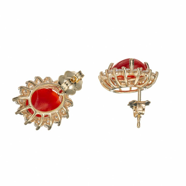 GIA Certified 3.25 Carat Coral Diamond Yellow Gold Earrings – image 7
