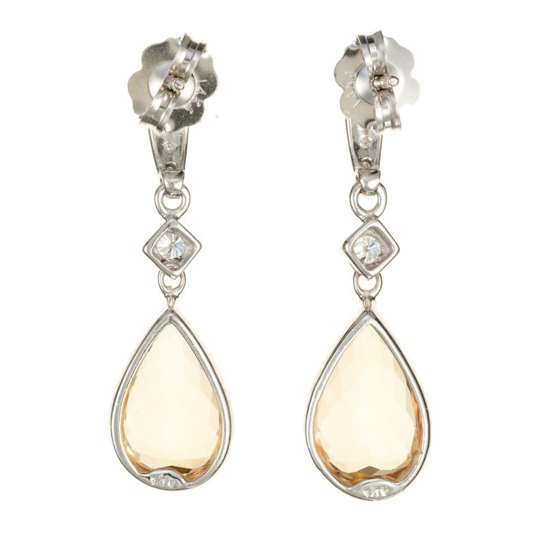 GIA Certified 6.78 Carat Topaz Diamond White Gold Dangle Earrings – image 3