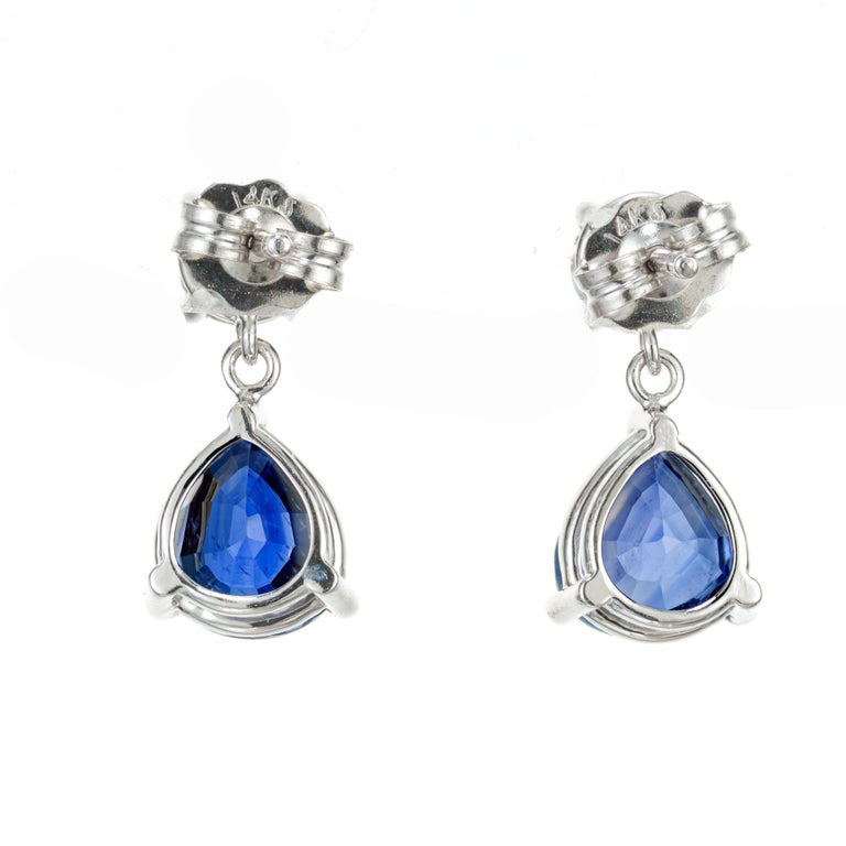 Peter Suchy GIA Certified 2.81 Carat Sapphire Diamond 14k White Gold Dangle Earrings – image 5