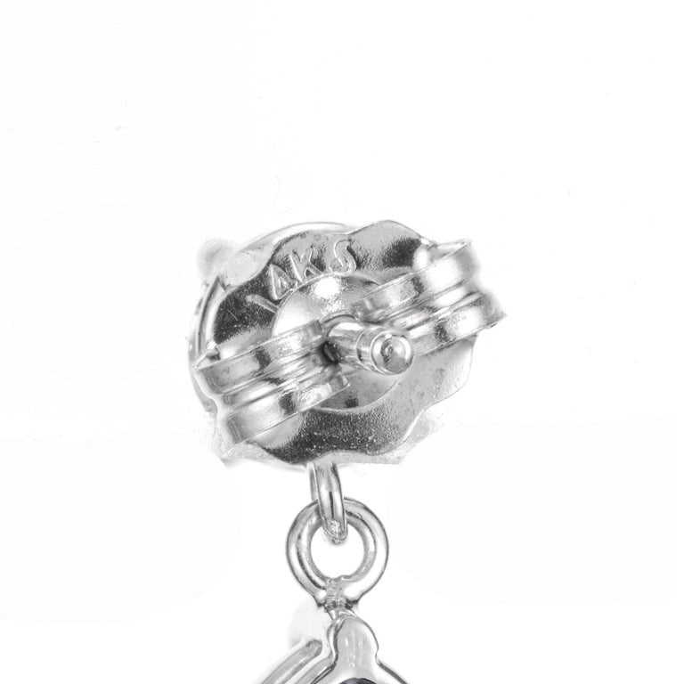 Peter Suchy GIA Certified 2.81 Carat Sapphire Diamond 14k White Gold Dangle Earrings – image 6