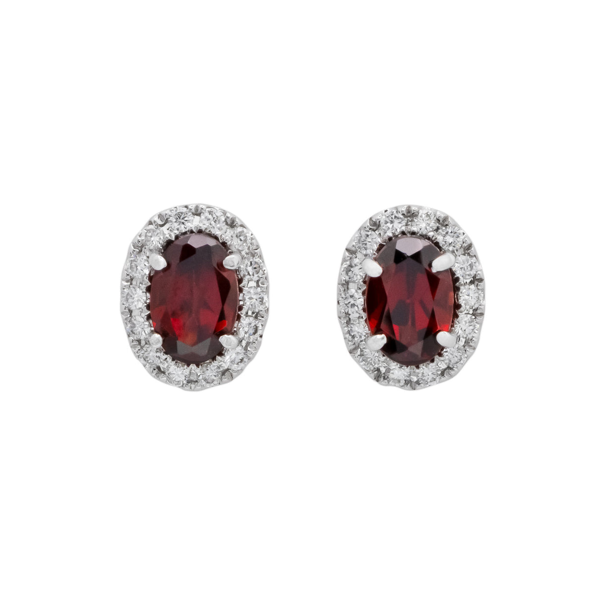 Peter Suchy 1.17 Carat Garnet Diamond White Gold Halo Earrings