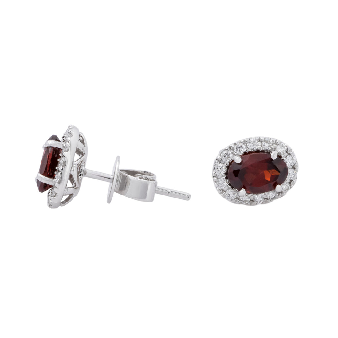 Peter Suchy 1.17 Carat Garnet Diamond White Gold Halo Earrings – image 2