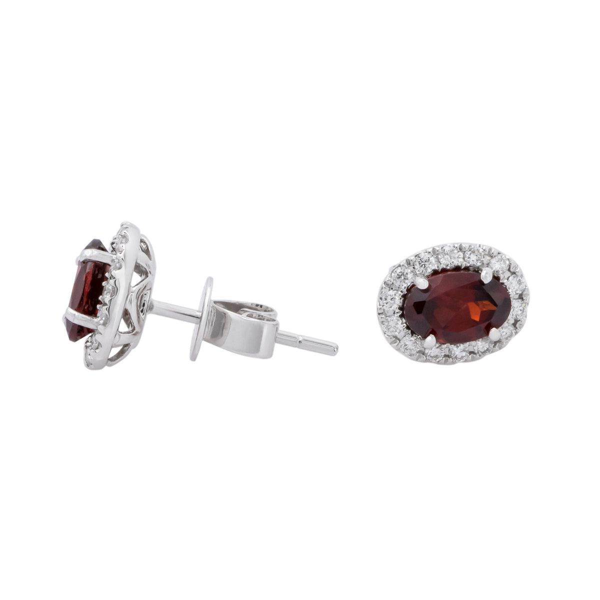 Peter Suchy 1.17 Carat Garnet Diamond White Gold Halo Earrings – image 2
