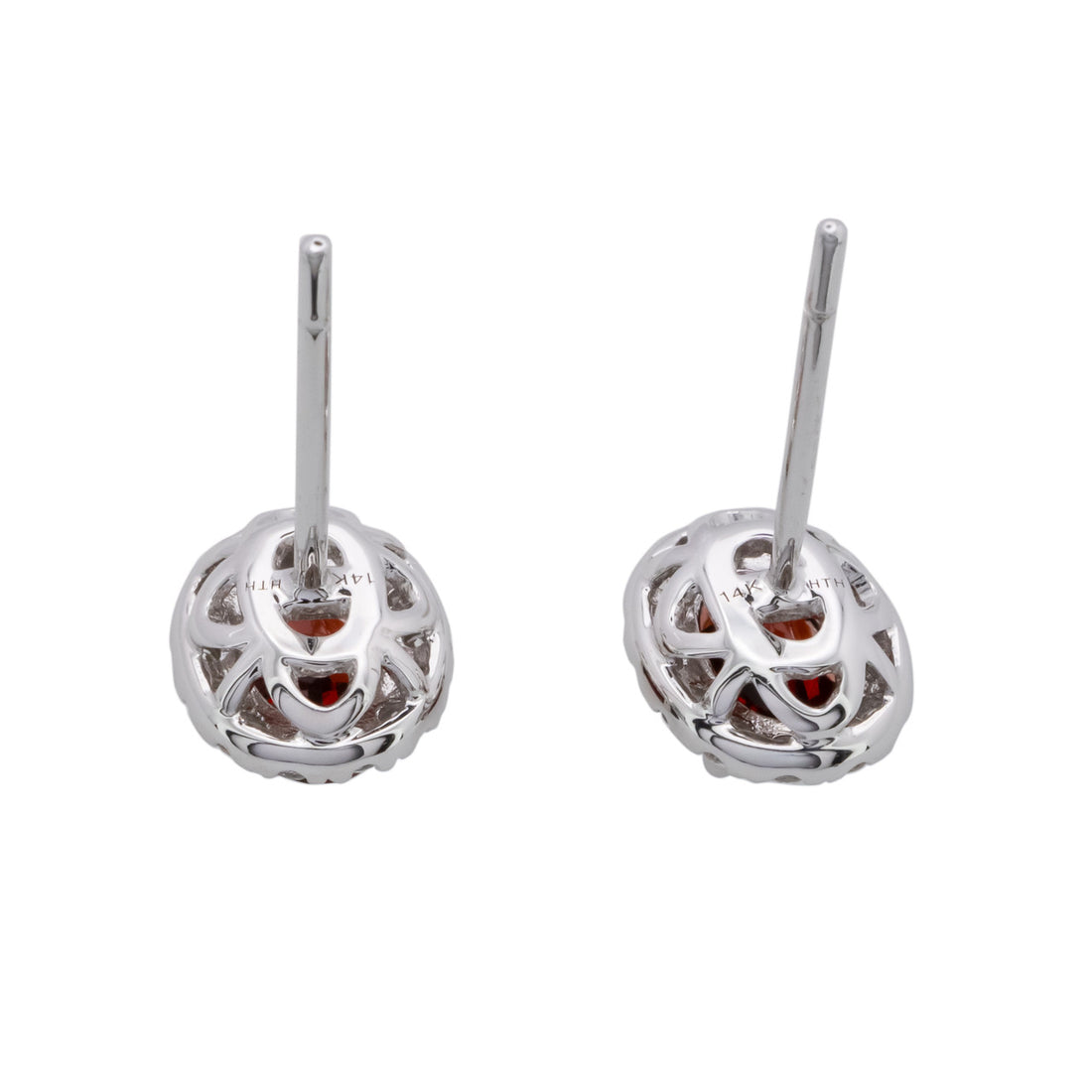 Peter Suchy 1.17 Carat Garnet Diamond White Gold Halo Earrings – image 3