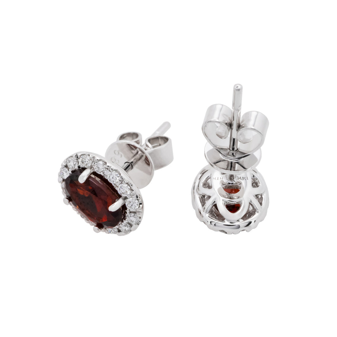 Peter Suchy 1.17 Carat Garnet Diamond White Gold Halo Earrings – image 4