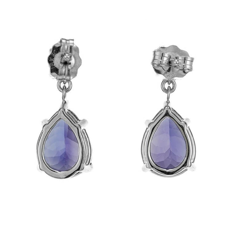 Peter Suchy 3.35 Carat Pear Tanzanite Diamond 18k White Gold Dangle Earrings – image 3