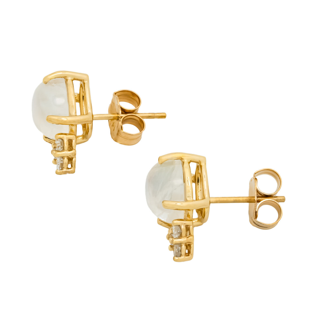 Peter Suchy 2.80 Moonstone Diamond Yellow Gold Earrings – image 2
