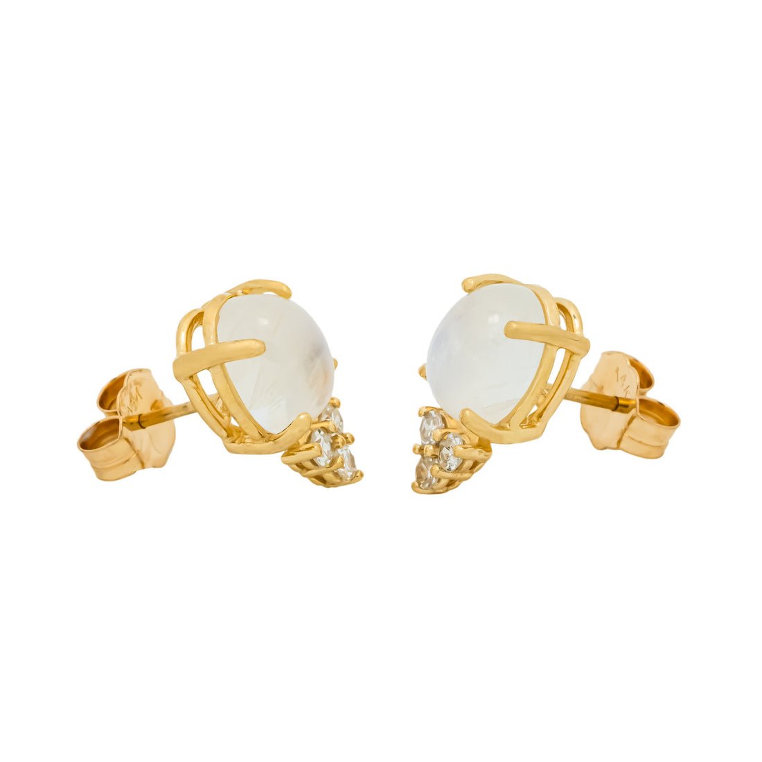 Peter Suchy 2.80 Moonstone Diamond Yellow Gold Earrings – image 3