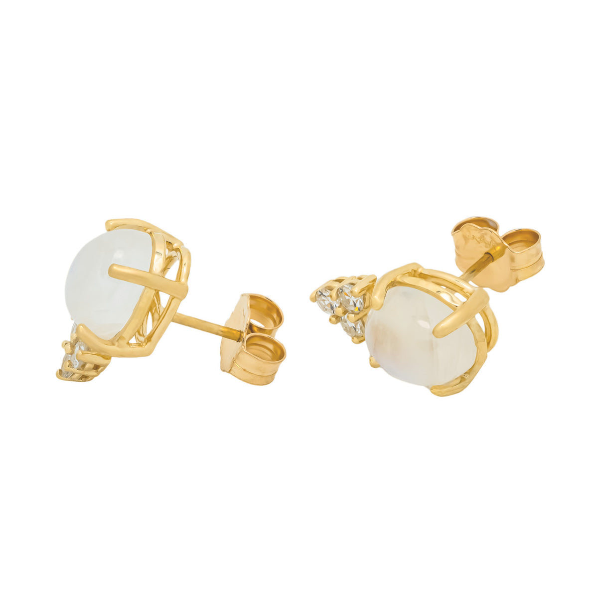 Peter Suchy 2.80 Moonstone Diamond Yellow Gold Earrings – image 4
